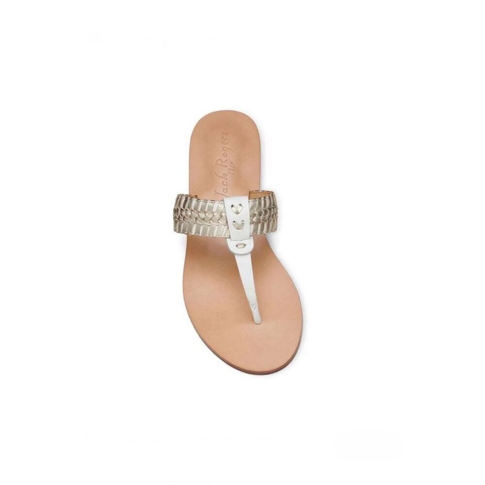 Jack Rogers Women's Tinsley Demi Wedge, White/Platinum Size 8.5 US
